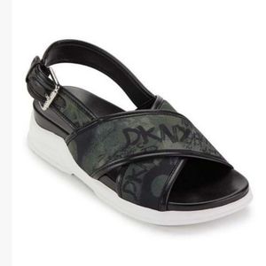 DKNY Black Logo Camo Slingback Sandal